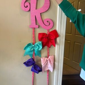 Colorful Bow Holder with Initial 'R'
